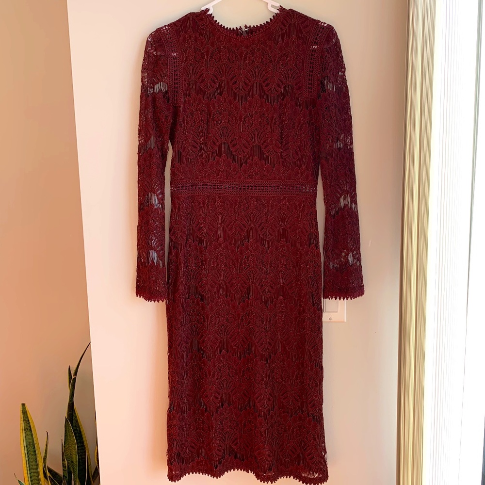 Long Sleeve Lace Midi Dress